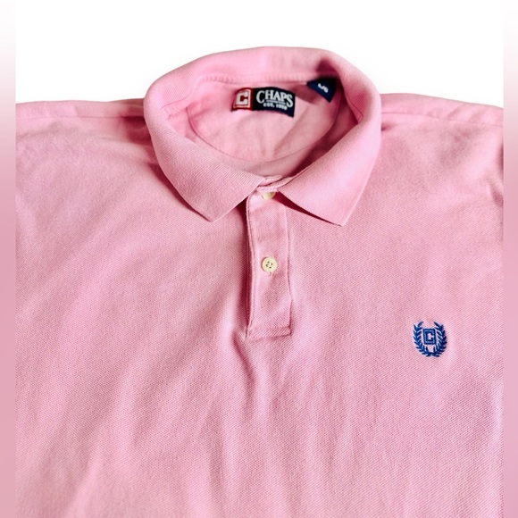 Chaps Light Pink Polo Short Sleeve Button Up Mens Shirt Large - Picture 8 of 15